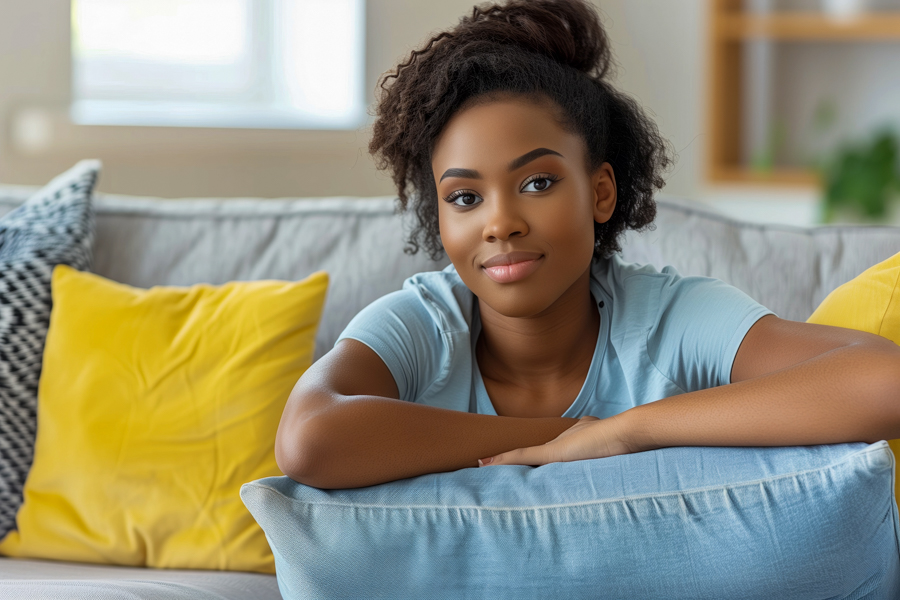 Black woman receiving CBT therapy